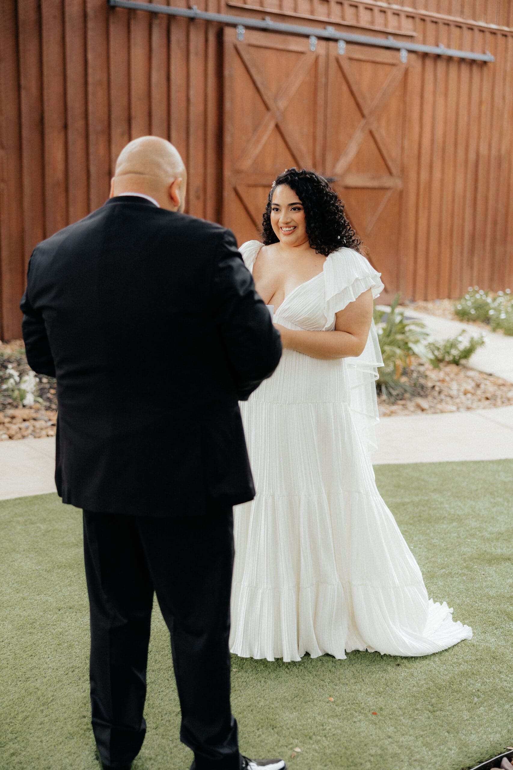 Austin wedding first look with bride and groom